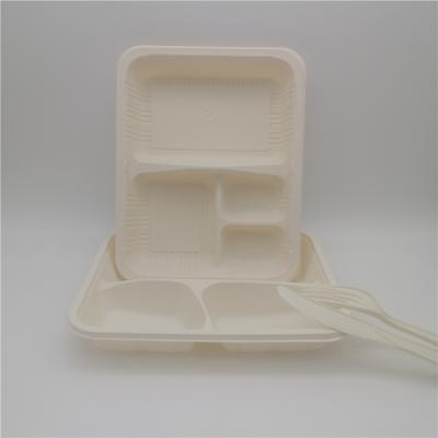 4 Compartment Eco-Friendly Biodegradabel Disposable Cornstarch Meat Tray for Foo